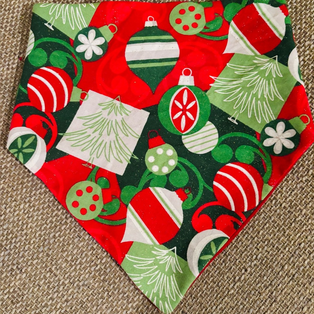 Christmas Dog Bandana Scarf Reversible Sizes One of a Kind size -Medium